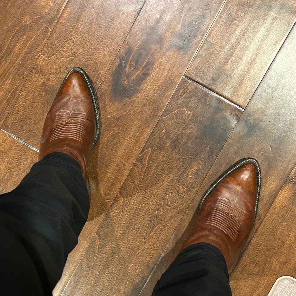 Tony Lama Vintage Marbled Cognac Cowboy Boots
